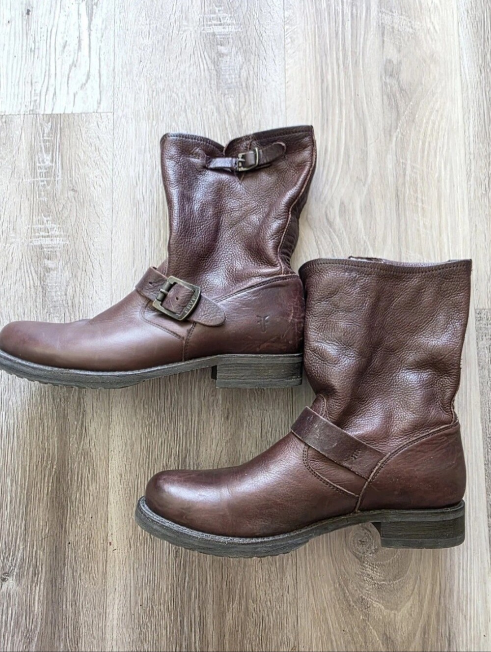 Womens Veronica FRYE Brown Leather Short Slouch Boots Size 8.5